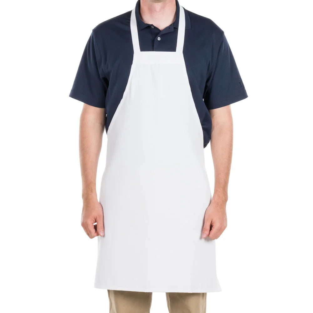 Gold + Cross No Pocket Full Length White Twill Bib Aprons, Standard, Polyester - Restaurant Equipment and Smallwares - Canadian Distribution