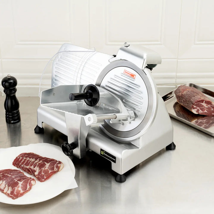 Restaurantware Hi Tek 8.50In Manual Gravity Feed Meat Slicer, Stainless Steel, 1/4HP - Restaurant Equipment and Smallwares - Canadian Distribution - Ships Free Within Canada on Orders Above CAD $199