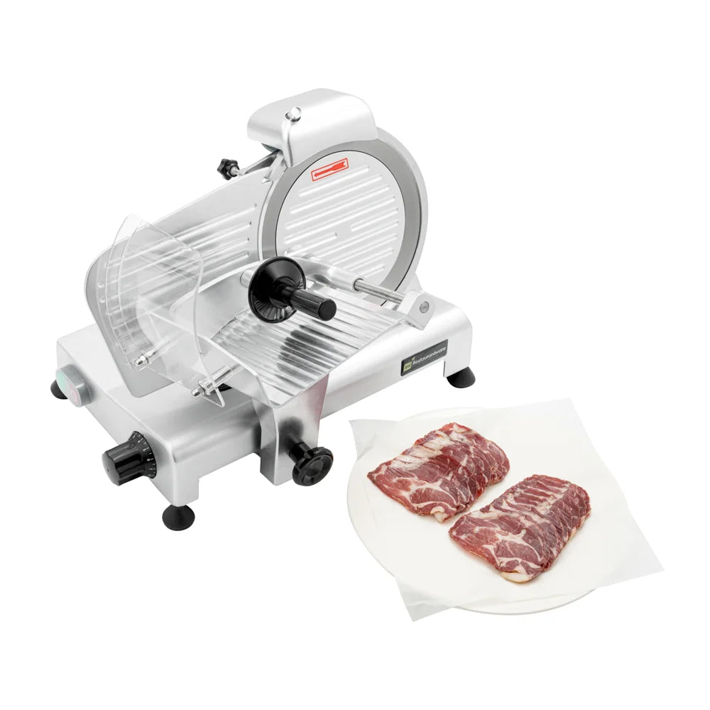Restaurantware Hi Tek 8.50In Manual Gravity Feed Meat Slicer, Stainless Steel, 1/4HP - Restaurant Equipment and Smallwares - Canadian Distribution - Ships Free Within Canada on Orders Above CAD $199