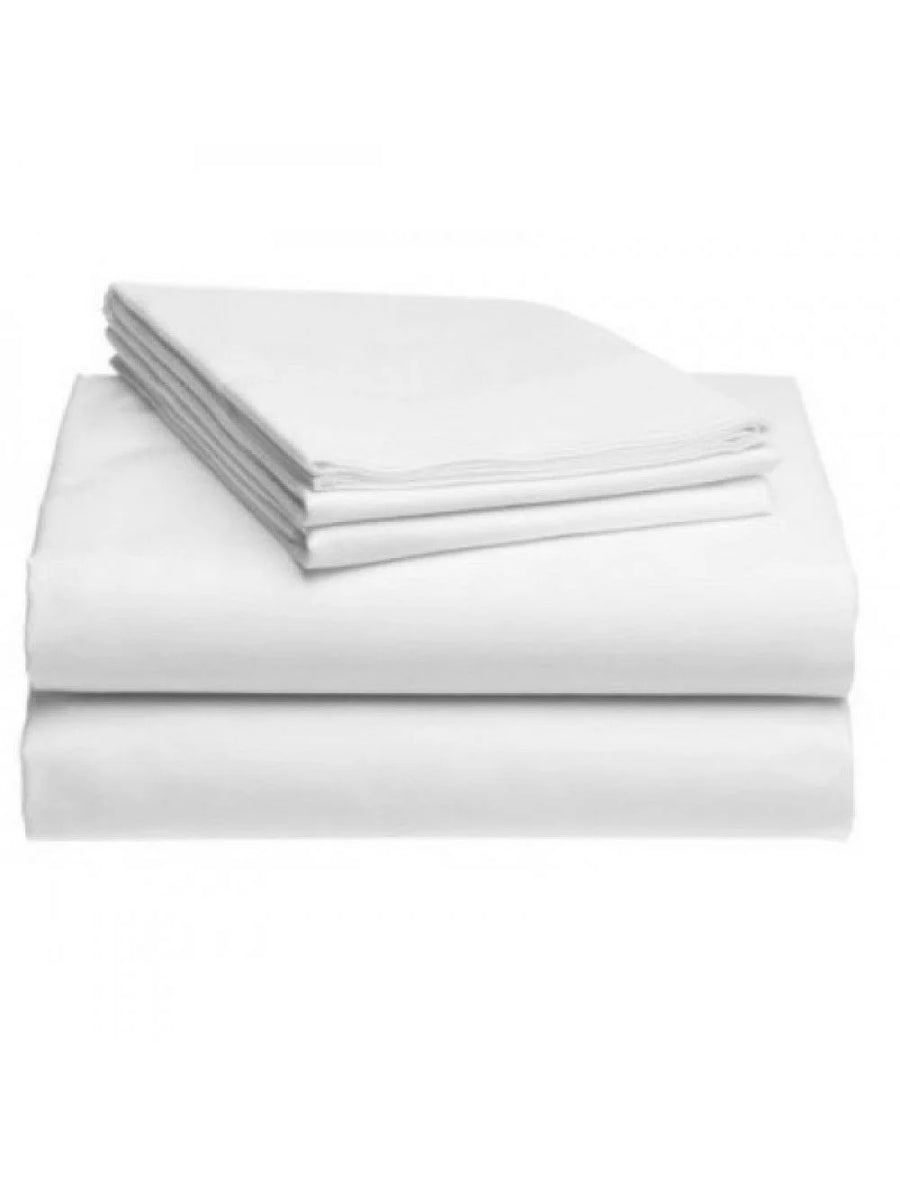 Merit Collection T260 Percale White Twin Fitted Bed Sheets, Cotton/Polyester Blend, 39 X 80 X 12In, With 1Cm Stripe - Restaurant Equipment and Smallwares - Canadian Distribution