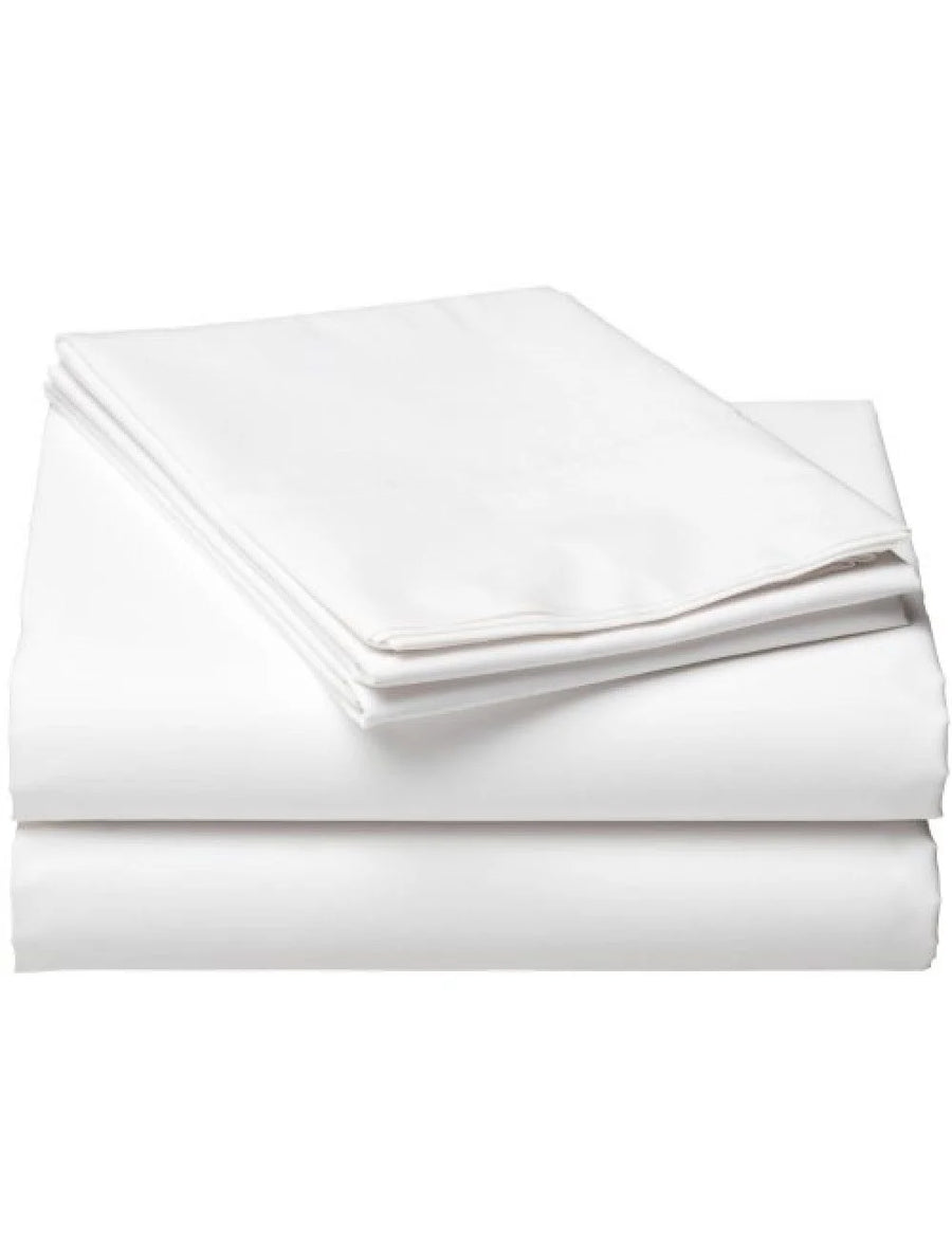 Merit Collection T260 Percale White Queen Fitted Bed Sheets, Cotton/Polyester Blend, 60 X 80 X 12In, With 1Cm Stripe - Restaurant Equipment and Smallwares - Canadian Distribution
