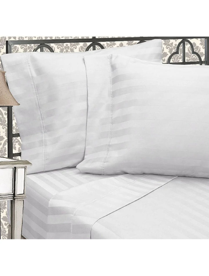 Merit Collection T260 Percale White Queen Pillow Covers, Cotton/Polyester Blend, 21 X 36In, With 1Cm Stripe - Restaurant Equipment and Smallwares - Canadian Distribution