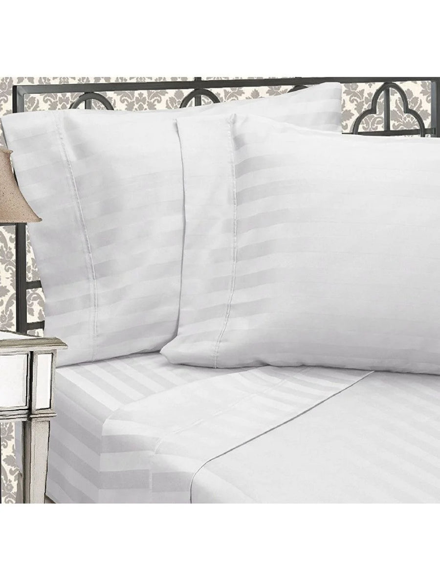Merit Collection T260 Percale White Queen Pillow Covers, Cotton/Polyester Blend, 21 X 36In, With 1Cm Stripe - Restaurant Equipment and Smallwares - Canadian Distribution