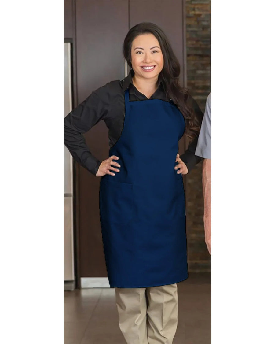 Premium Uniforms 2 Pocket Full Length Navy Bib Aprons, Premium Designer, 29 X 34In, Poly-Cotton - Restaurant Equipment and Smallwares - Canadian Distribution