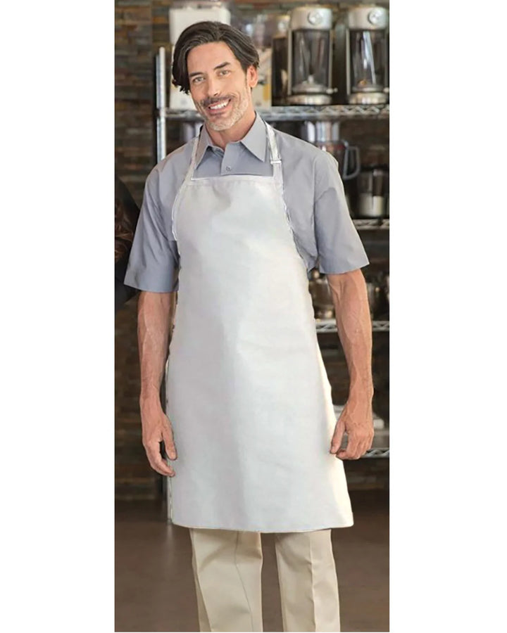 Premium Uniforms No Pocket Full Length White Twill Bib Aprons, Premium Designer, 29 X 34In, Poly-Cotton - Restaurant Equipment and Smallwares - Canadian Distribution