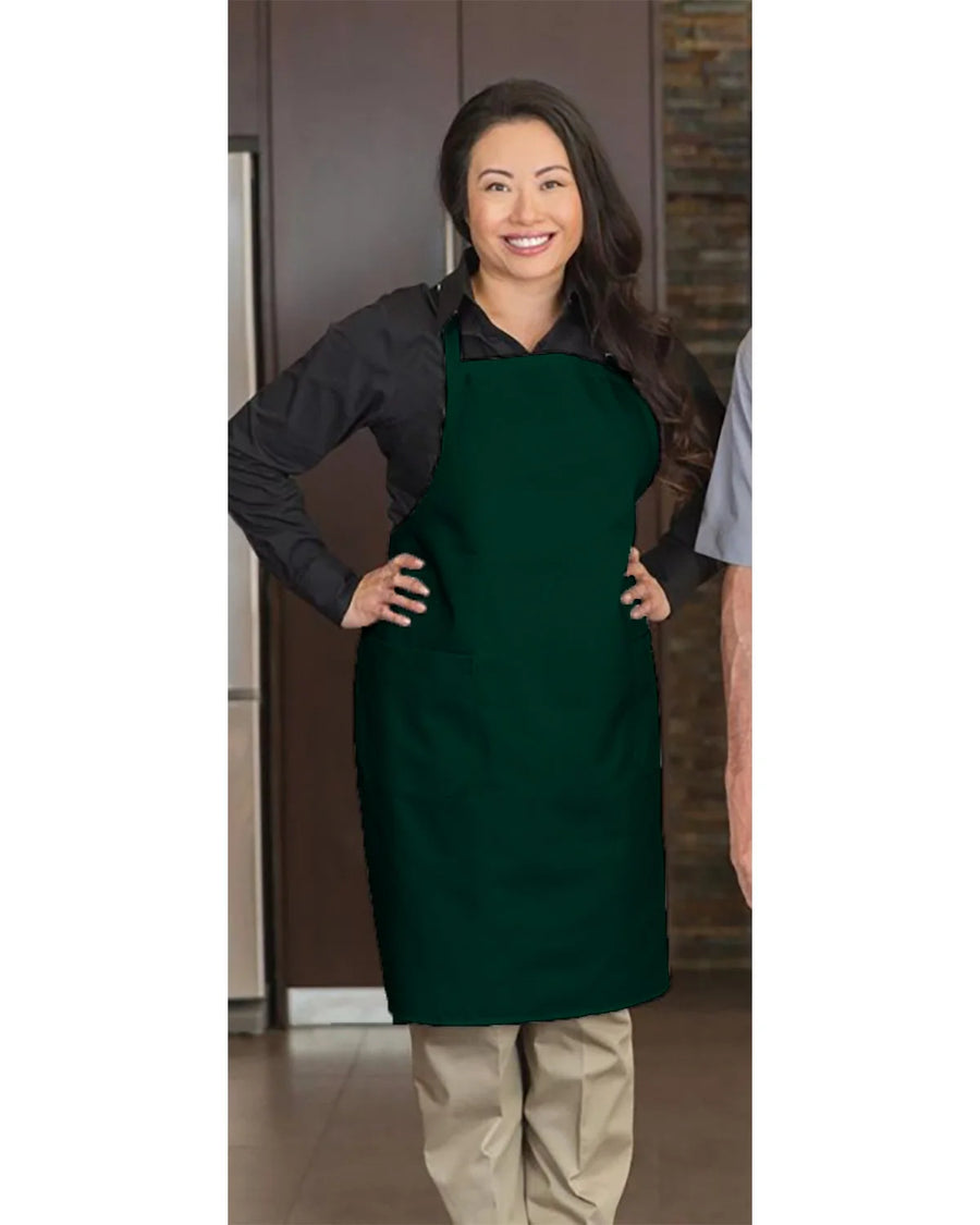 Premium Uniforms 2 Pocket Full Length Hunter Green Bib Aprons, Premium Designer, 29 X 34In, Poly-Cotton - Restaurant Equipment and Smallwares - Canadian Distribution
