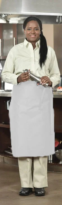 Premium Uniforms 2 Pocket White Twill Bistro Aprons, Premium, 36 X 29In, Poly-Cotton - Restaurant Equipment and Smallwares - Canadian Distribution