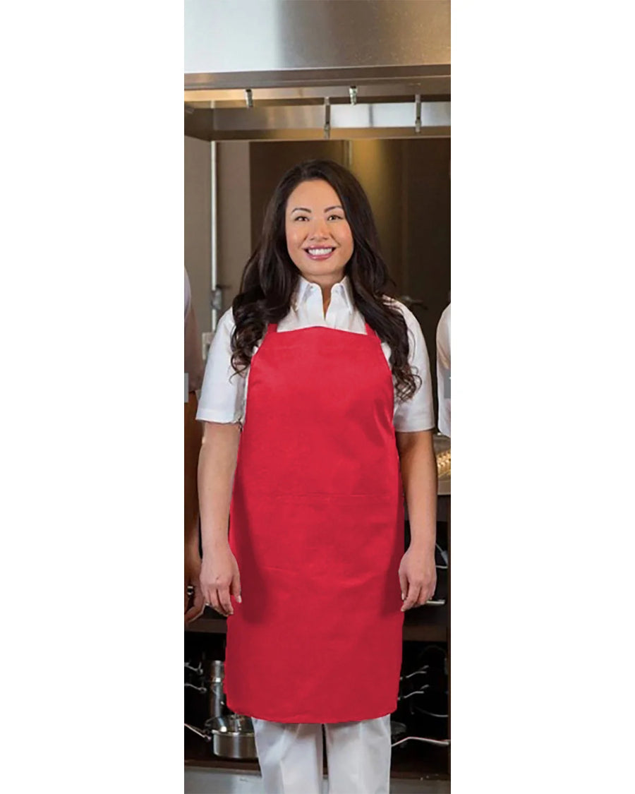 Premium Uniforms 2+1 Pocket Red Twill Bib Aprons, Premium, 28 X 33In, Poly-Cotton - Restaurant Equipment and Smallwares - Canadian Distribution