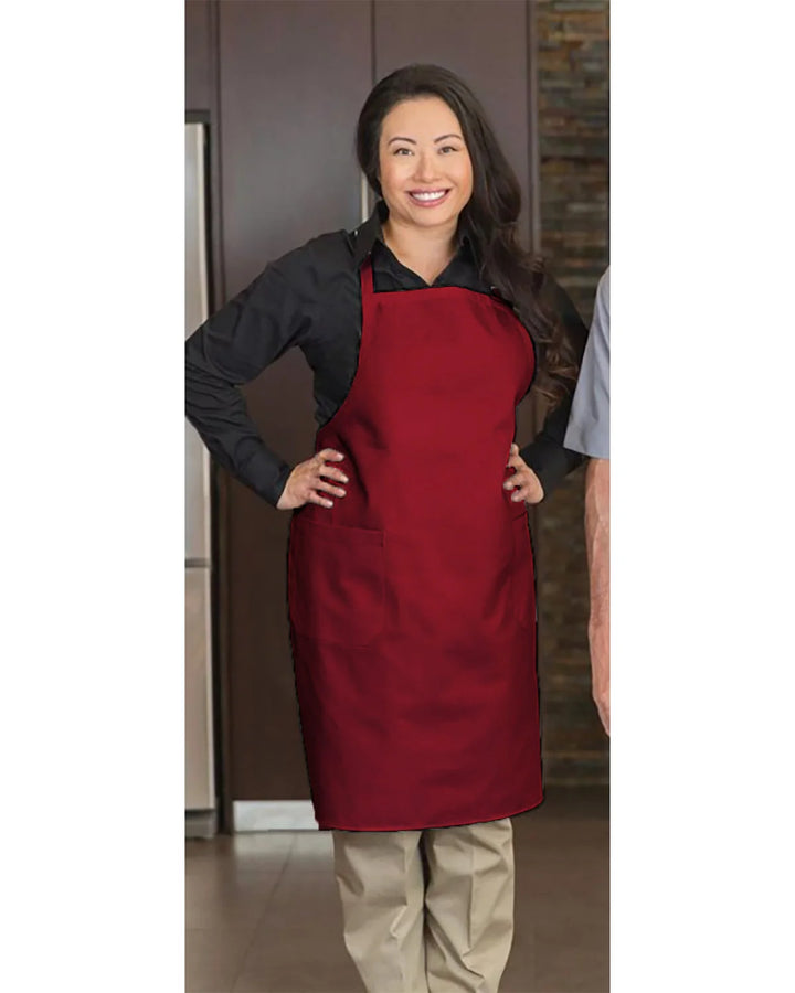 Premium Uniforms 2 Pocket Full Length Red Bib Aprons, Premium Designer, 29 X 34In, Poly-Cotton - Restaurant Equipment and Smallwares - Canadian Distribution