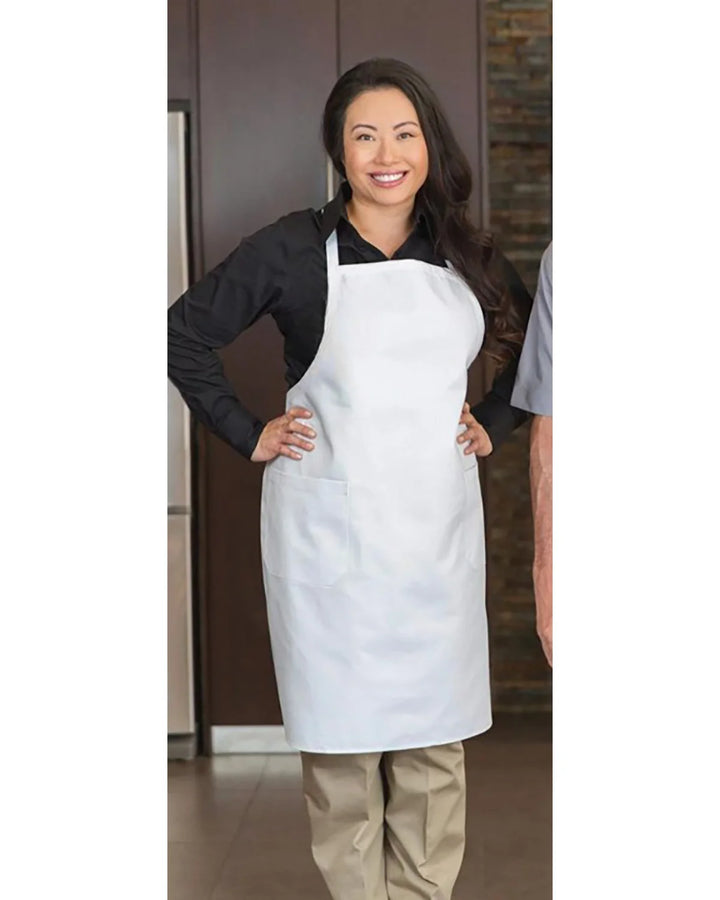 Premium Uniforms 2 Pocket Full Length White Twill Bib Aprons, Premium Designer, 29 X 34In, Poly-Cotton, - Restaurant Equipment and Smallwares - Canadian Distribution