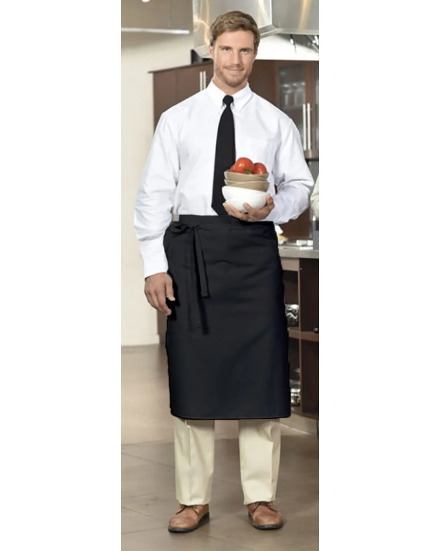 Premium Uniforms No Pocket Black Twill Bistro Aprons, Premium, 36 X 29In, Spun Polyester - Restaurant Equipment and Smallwares - Canadian Distribution
