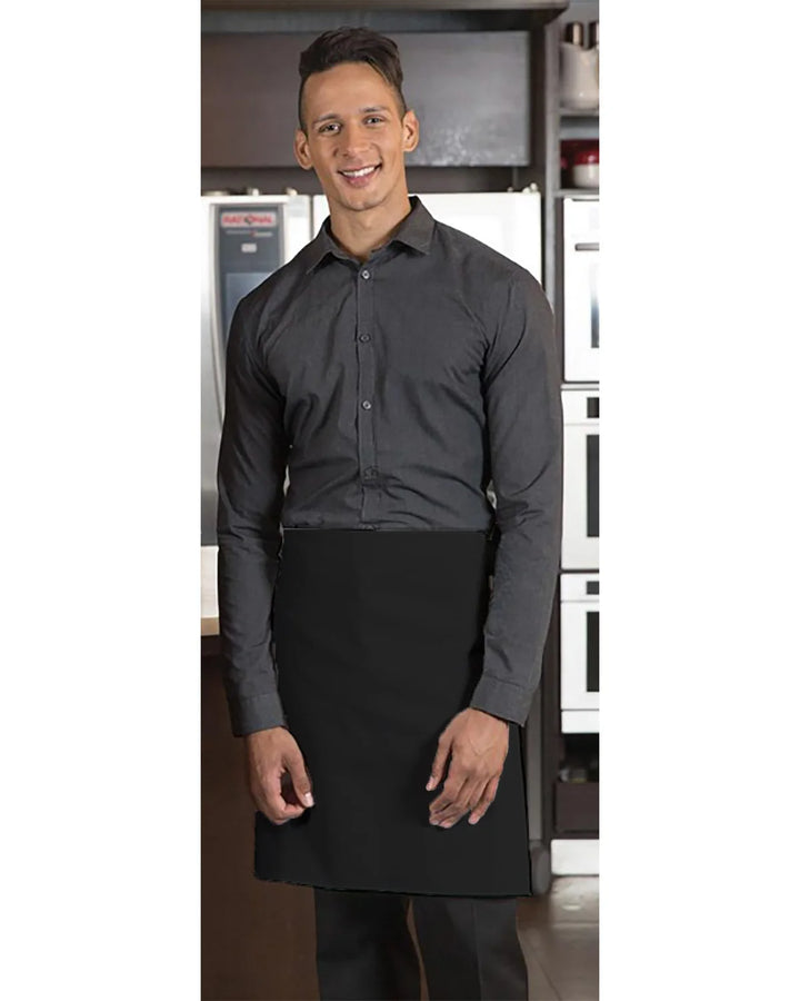 Premium Uniforms No Pocket 4 Way Black Twill Aprons, Premium Designer, 35 X 21In, Poly-Cotton - Restaurant Equipment and Smallwares - Canadian Distribution
