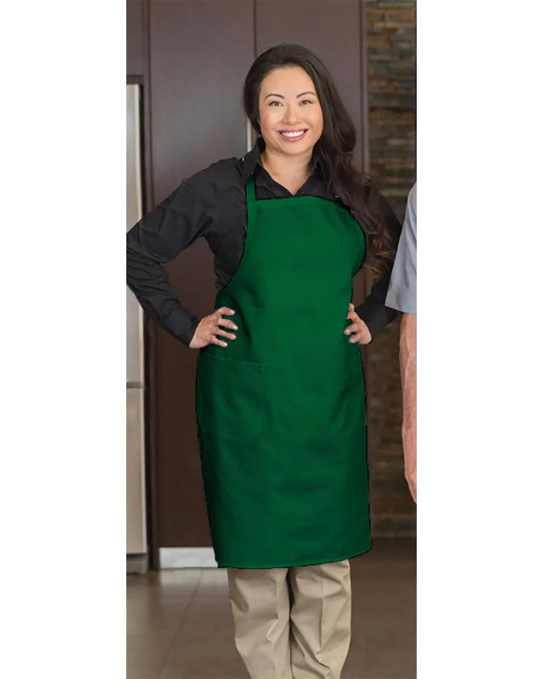 Premium Uniforms 2 Pocket Full Length Kelly Green Bib Aprons, Premium Designer, 29 X 34In, Poly-Cotton - Restaurant Equipment and Smallwares - Canadian Distribution