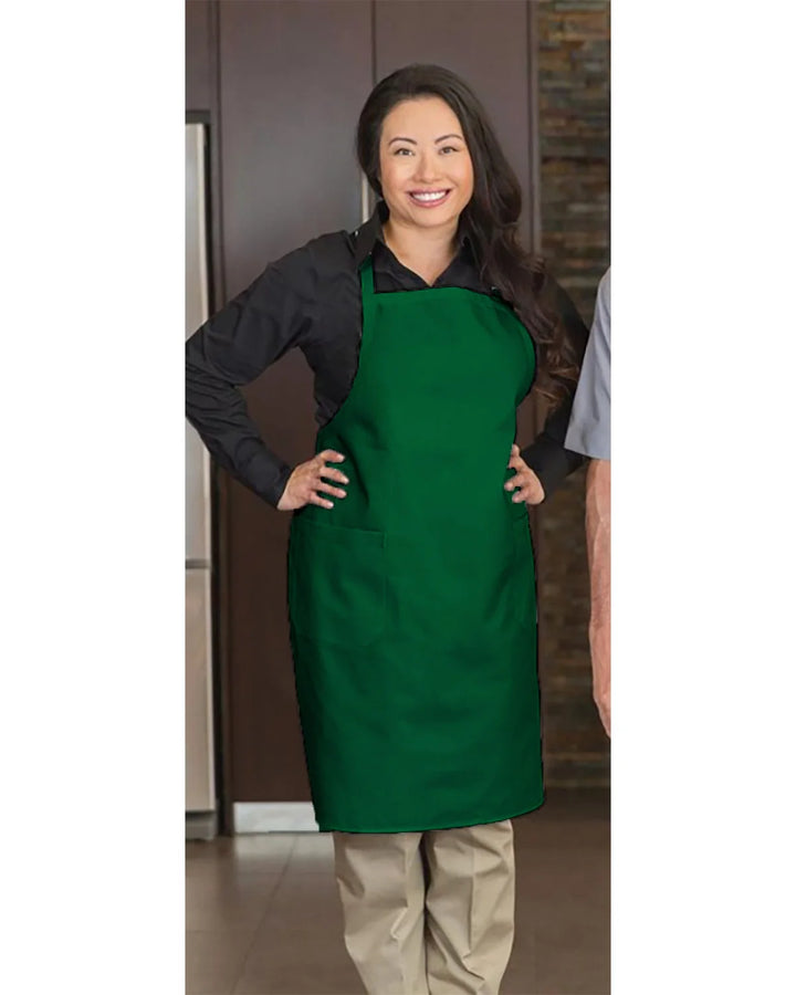 Premium Uniforms 2 Pocket Full Length Kelly Green Bib Aprons, Premium Designer, 29 X 34In, Poly-Cotton - Restaurant Equipment and Smallwares - Canadian Distribution