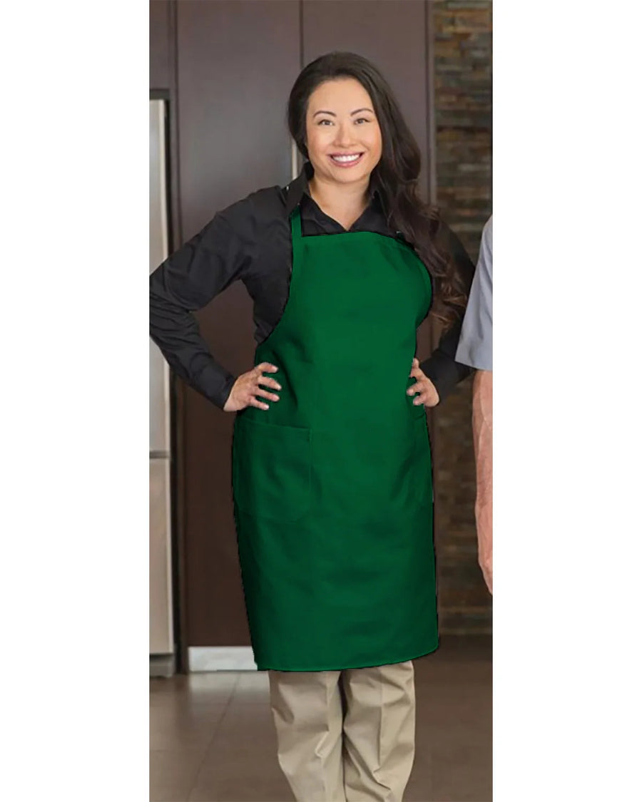 Premium Uniforms 2 Pocket Full Length Kelly Green Bib Aprons, Premium Designer, 29 X 34In, Poly-Cotton - Restaurant Equipment and Smallwares - Canadian Distribution