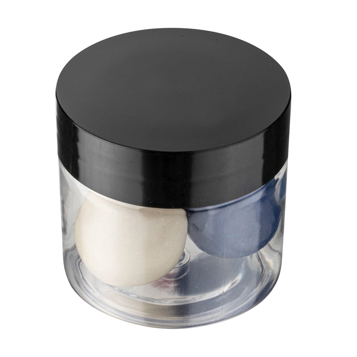 Restaurantware RW Base 2oz Clear Plastic Candy & Snack Jars, with Black Plastic Lid, 2 x 2 x 1.75In - Restaurant Equipment and Smallwares - Canadian Distribution - Ships Free Within Canada on Orders Above CAD $199