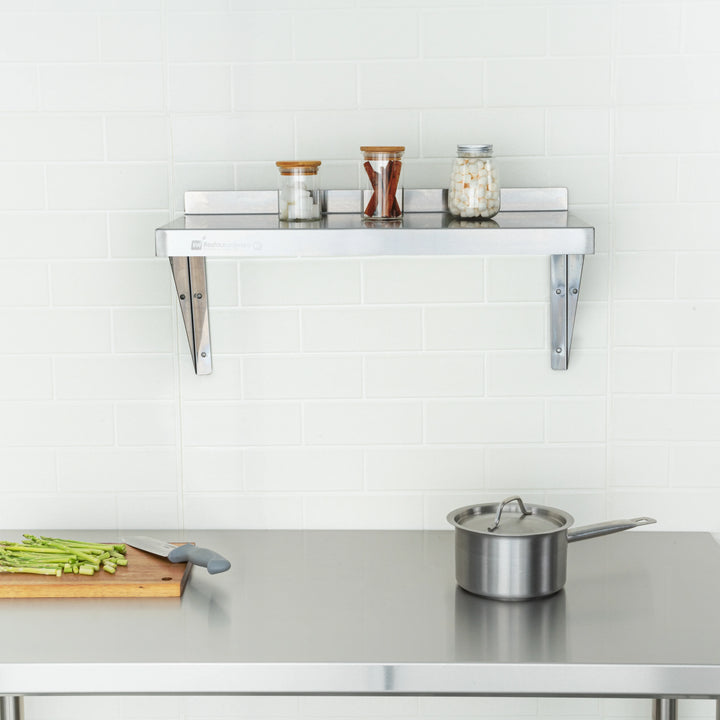Restaurantware 18 Gauge Kitchen Tek Heavy Duty Stainless Steel Wall Mount Shelves, 12X24In - Restaurant Equipment and Smallwares - Canadian Distribution - Ships Free Within Canada on Orders Above CAD $199