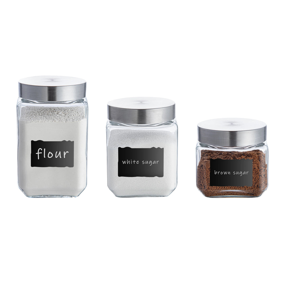 Restaurantware 3-Piece Glass Vetri Storage Jar Set, With Lid & Chalkboard Label - Restaurant Equipment and Smallwares - Canadian Distribution - Ships Free Within Canada on Orders Above CAD $199