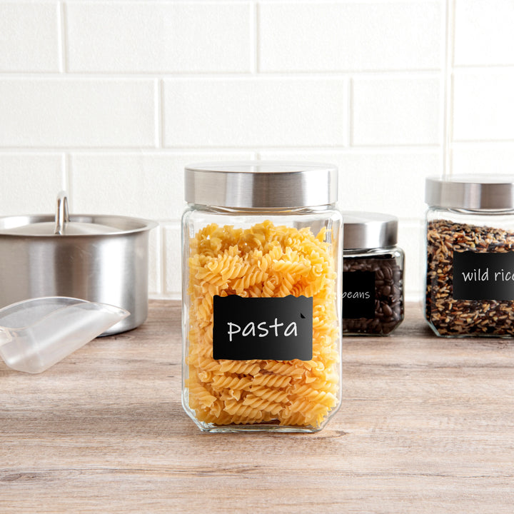 Restaurantware 58oz Glass Vetri Storage Jar, With Lid & Chalkboard Label - Restaurant Equipment and Smallwares - Canadian Distribution - Ships Free Within Canada on Orders Above CAD $199