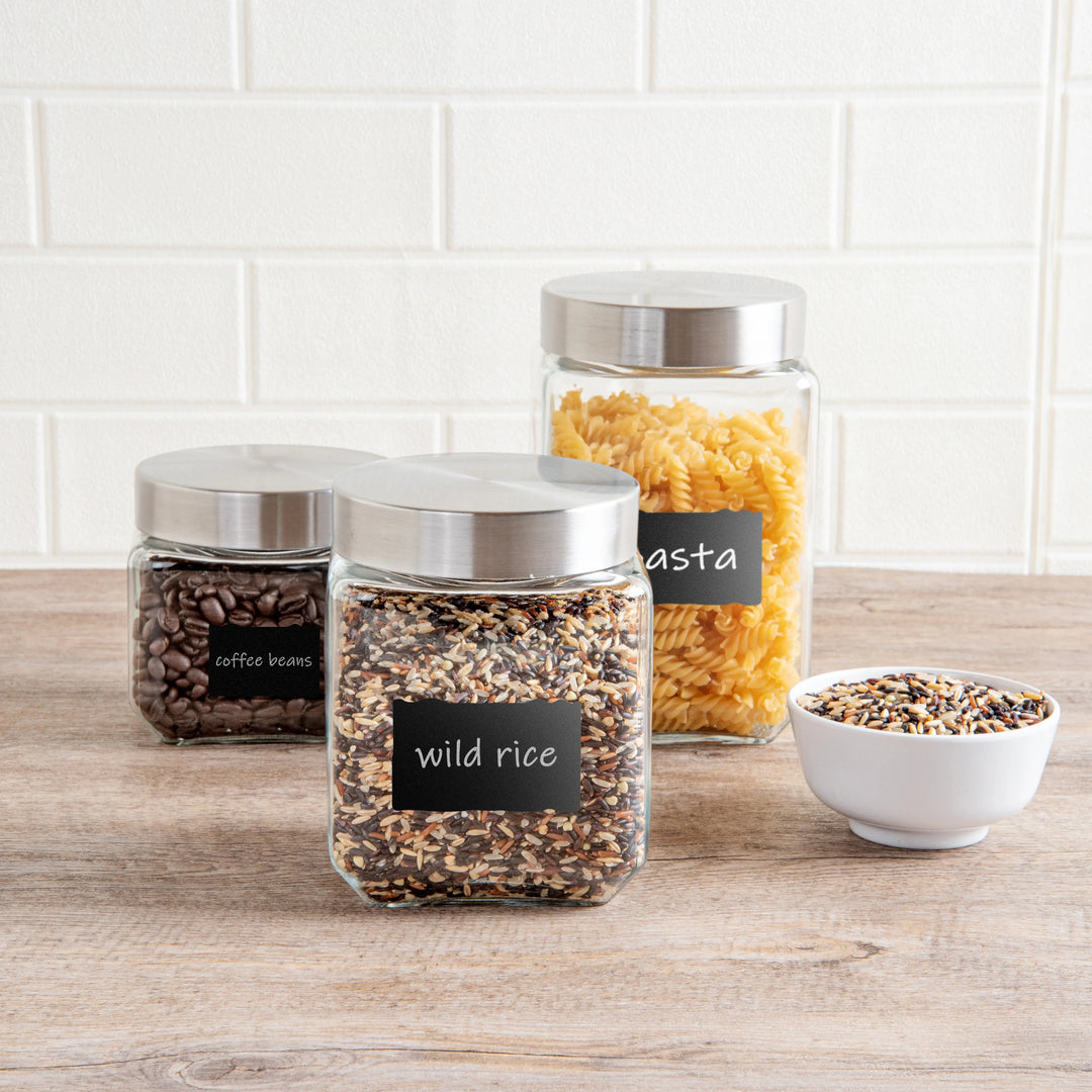 Restaurantware 46oz Glass Vetri Storage Jar, With Lid & Chalkboard Label - Restaurant Equipment and Smallwares - Canadian Distribution - Ships Free Within Canada on Orders Above CAD $199