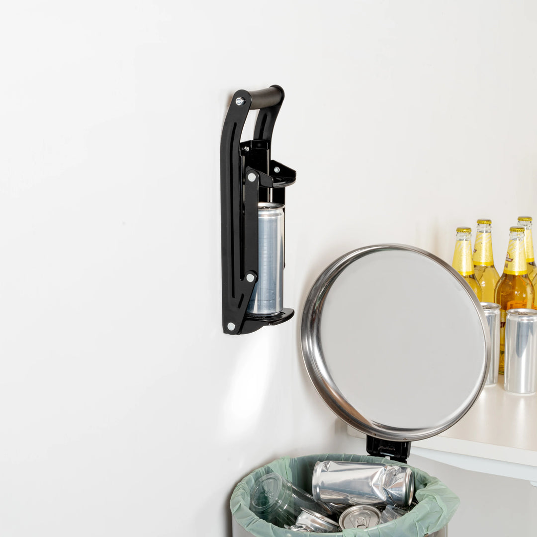 Restaurantware Met Lux Black Wall Mount Metal Can Crusher, For 12 & 16oz Cans - Restaurant Equipment and Smallwares - Canadian Distribution - Ships Free Within Canada on Orders Above CAD $199