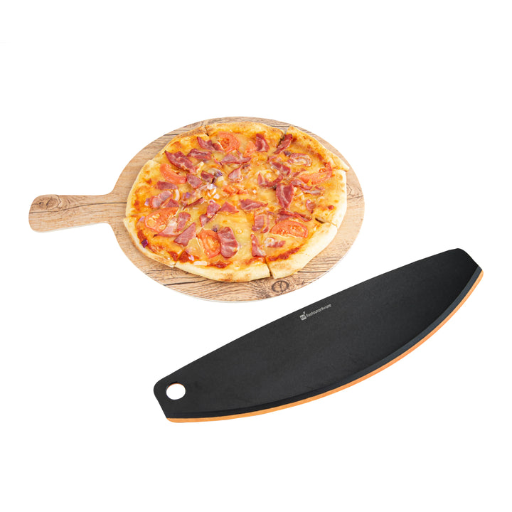 Restaurantware Rocker Black Wood Pizza Cutter, 13.75X3.5In, With Cover - Restaurant Equipment and Smallwares - Canadian Distribution - Ships Free Within Canada on Orders Above CAD $199