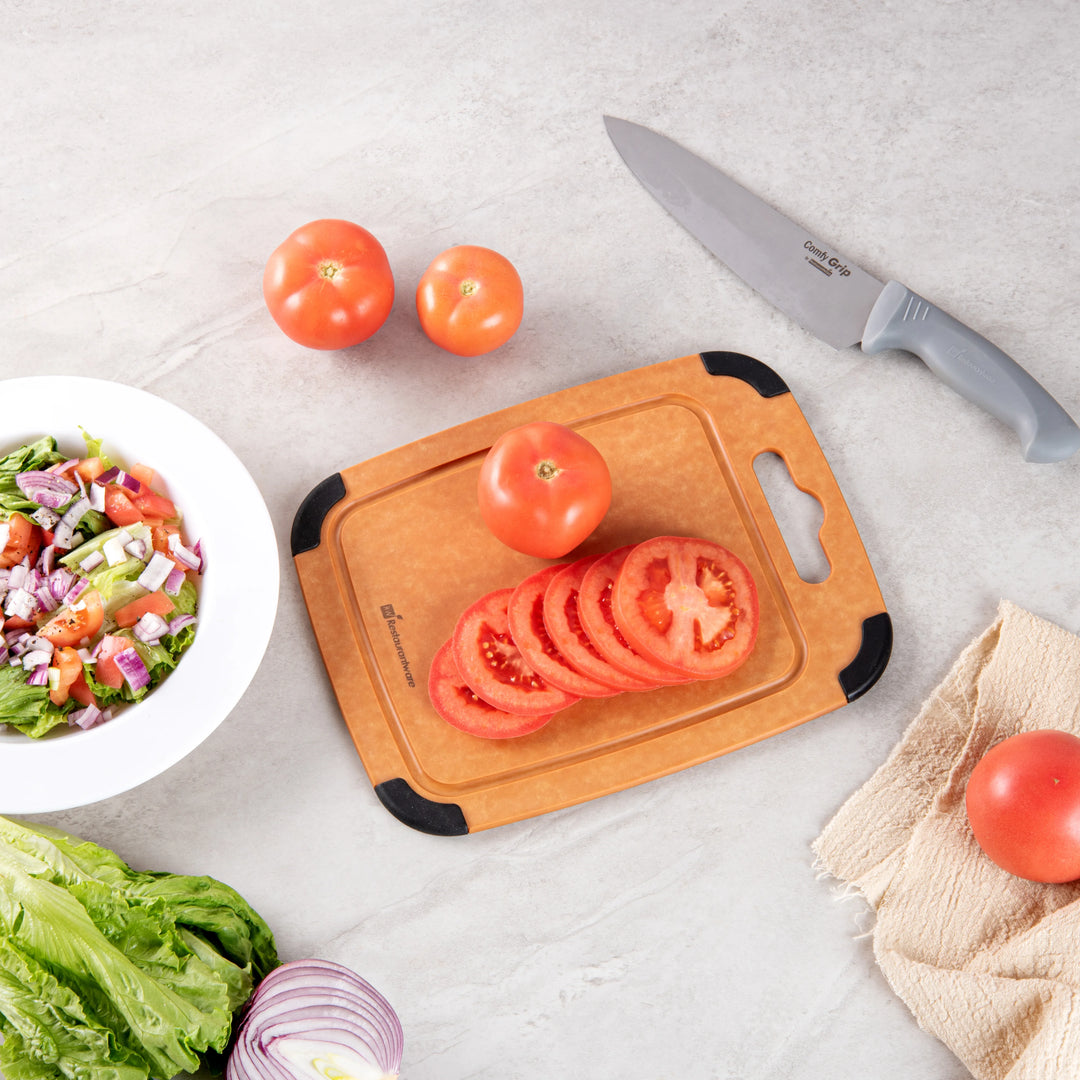 Restaurantware Nature Tek Wood Cutting Board, 11.75X9.25In, With Juice Groove & Handle - Restaurant Equipment and Smallwares - Canadian Distribution - Ships Free Within Canada on Orders Above CAD $199
