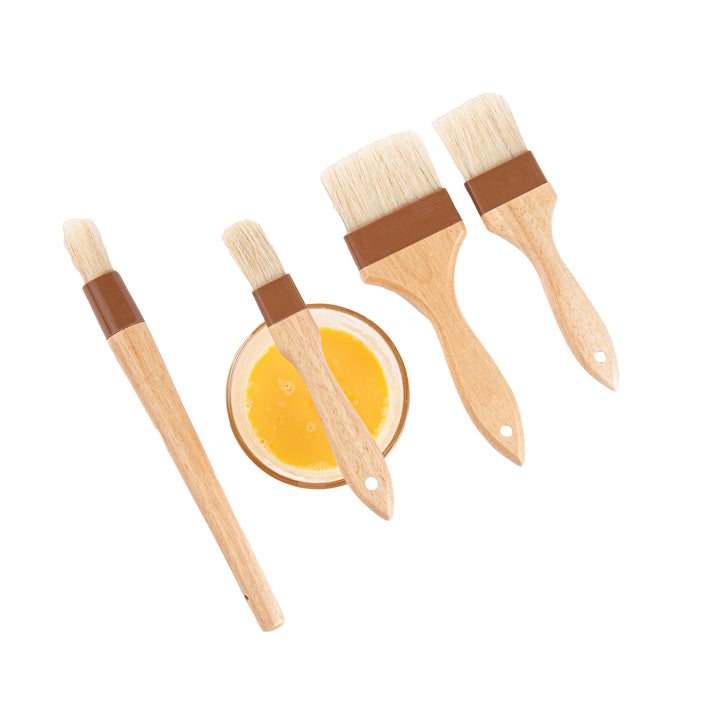 Restaurantware Pastry Tek Natural Wood Pastry Brush Set, With Boar Bristle - Restaurant Equipment and Smallwares - Canadian Distribution - Ships Free Within Canada on Orders Above CAD $199