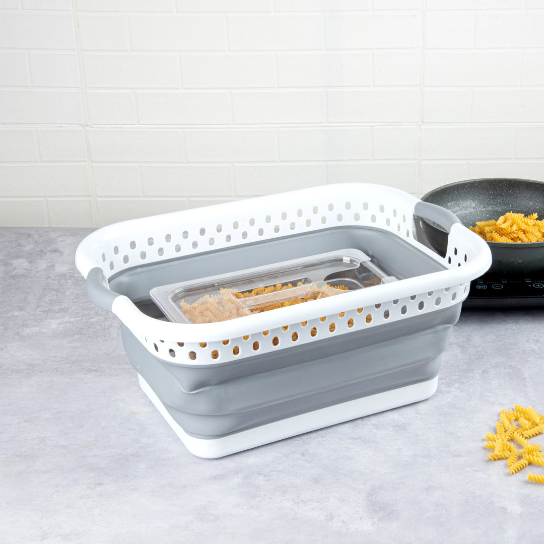Restaurantware Rw Base Gray Plastic Collapsible Storage Containers, 21X15.5X8.75In - Restaurant Equipment and Smallwares - Canadian Distribution - Ships Free Within Canada on Orders Above CAD $199