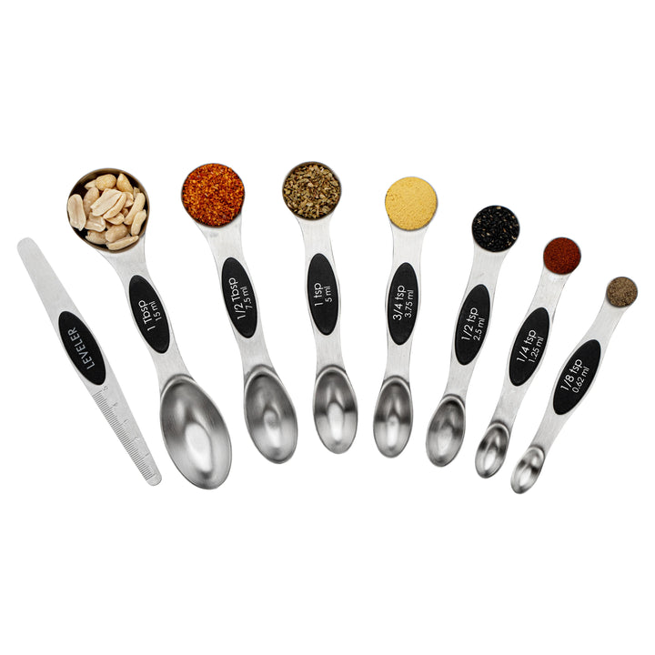 Restaurantware Met Lux 8-Piece Measuring Spoon Set, Black, Stainless Steel, Magnetic - Restaurant Equipment and Smallwares - Canadian Distribution - Ships Free Within Canada on Orders Above CAD $199