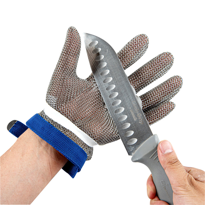 Restaurantware Life Protector Large Cut-Resistant Gloves, Fiber & Stainless Steel Mesh, Level 9, 10 x 5In - Restaurant Equipment and Smallwares - Canadian Distribution - Ships Free Within Canada on Orders Above CAD $199