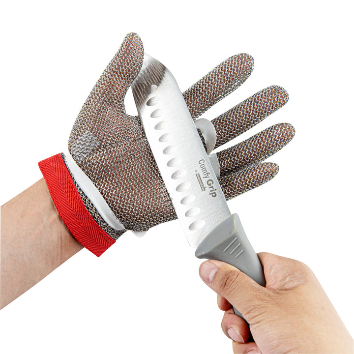 Restaurantware Life Protector Medium Cut-Resistant Gloves, Fiber & Stainless Steel Mesh, Level 9, 9.75 x 4.75In - Restaurant Equipment and Smallwares - Canadian Distribution - Ships Free Within Canada on Orders Above CAD $199