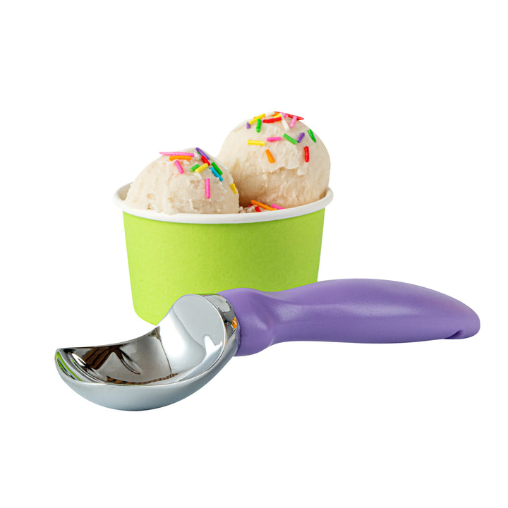 Restaurantware Comfy Grip Ice Cream Scoop, Zinc, Purple, 7.75 x 2 x 1.75In - Restaurant Equipment and Smallwares - Canadian Distribution - Ships Free Within Canada on Orders Above CAD $199