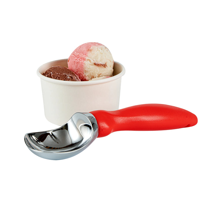 Restaurantware Comfy Grip Ice Cream Scoop, Zinc, Red, 7.75 x 2 x 1.75In - Restaurant Equipment and Smallwares - Canadian Distribution - Ships Free Within Canada on Orders Above CAD $199