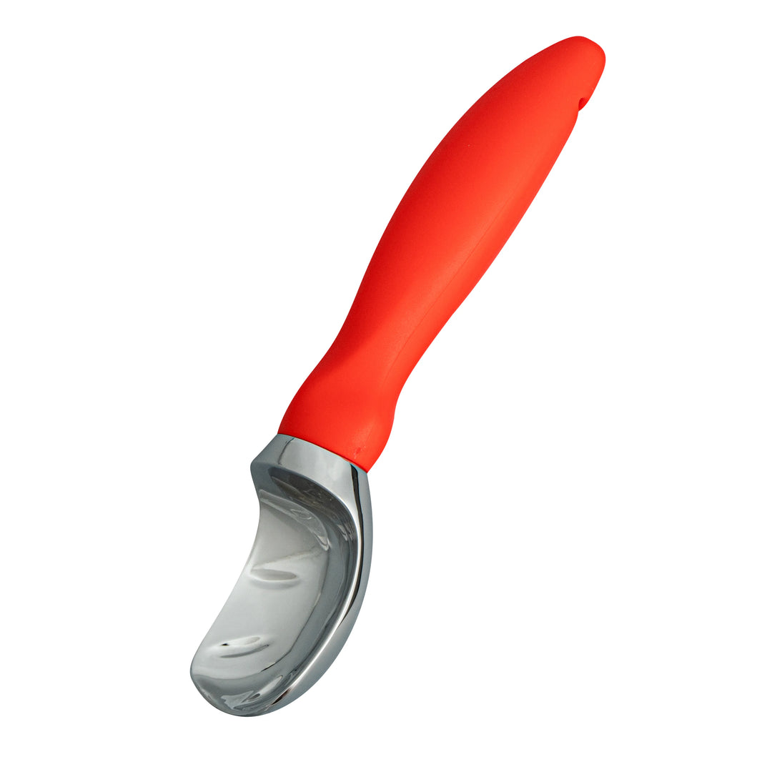 Restaurantware Comfy Grip Ice Cream Scoop, Zinc, Red, 7.75 x 2 x 1.75In - Restaurant Equipment and Smallwares - Canadian Distribution