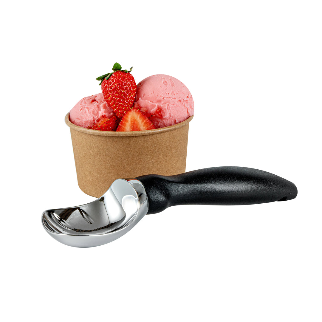 Restaurantware Comfy Grip Ice Cream Scoop, Zinc, Black, 7.75 x 2 x 1.75In - Restaurant Equipment and Smallwares - Canadian Distribution - Ships Free Within Canada on Orders Above CAD $199