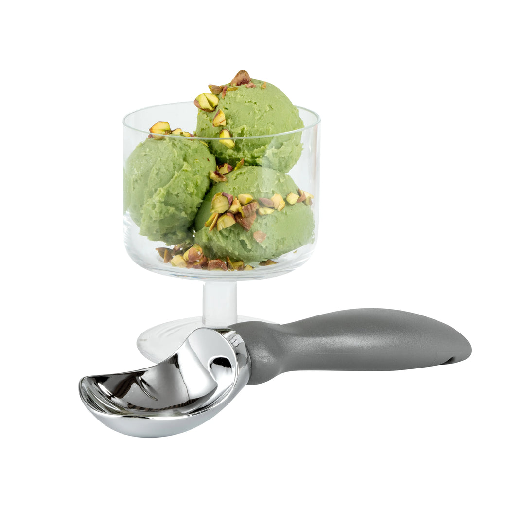 Restaurantware Comfy Grip Ice Cream Scoop, Zinc, Gray, 7.75 x 2 x 1.75In - Restaurant Equipment and Smallwares - Canadian Distribution - Ships Free Within Canada on Orders Above CAD $199