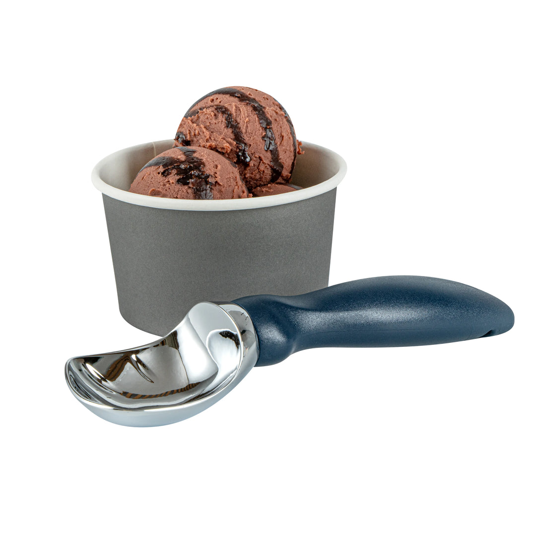 Restaurantware Comfy Grip Ice Cream Scoop, Zinc, Navy Blue, 7.75 x 2 x 1.75In - Restaurant Equipment and Smallwares - Canadian Distribution - Ships Free Within Canada on Orders Above CAD $199