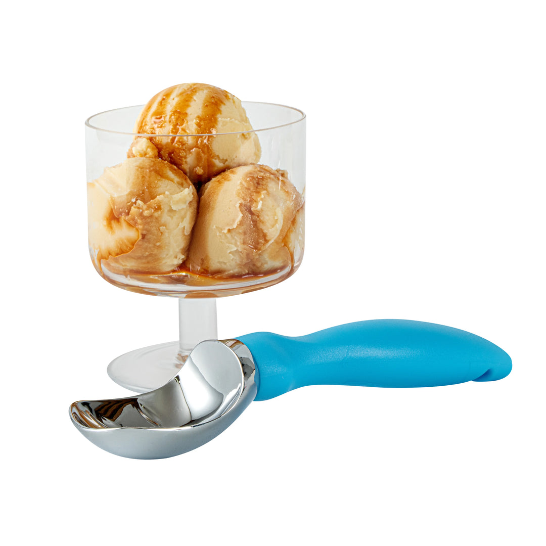 Restaurantware Comfy Grip Ice Cream Scoop, Zinc, Blue, 7.75 x 2 x 1.75In - Restaurant Equipment and Smallwares - Canadian Distribution - Ships Free Within Canada on Orders Above CAD $199
