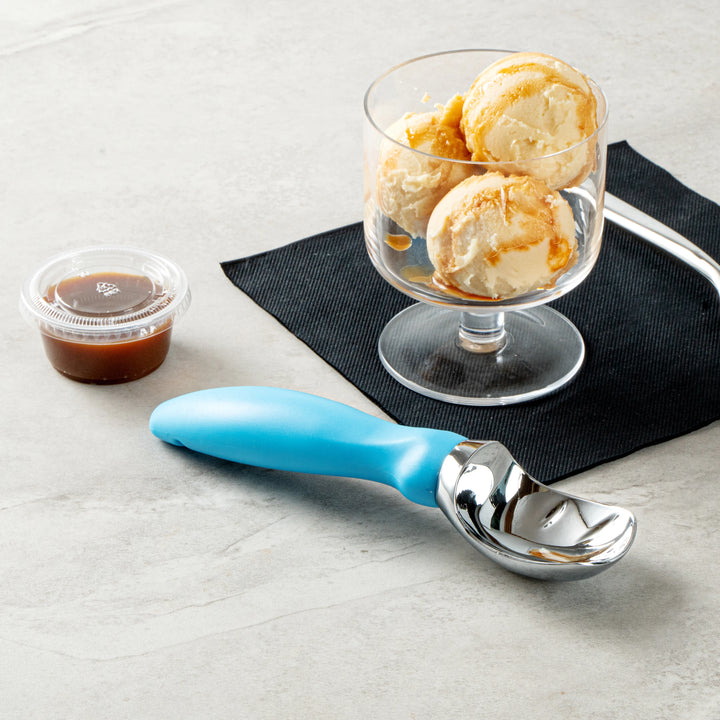 Restaurantware Comfy Grip Ice Cream Scoop, Zinc, Blue, 7.75 x 2 x 1.75In - Restaurant Equipment and Smallwares - Canadian Distribution - Ships Free Within Canada on Orders Above CAD $199