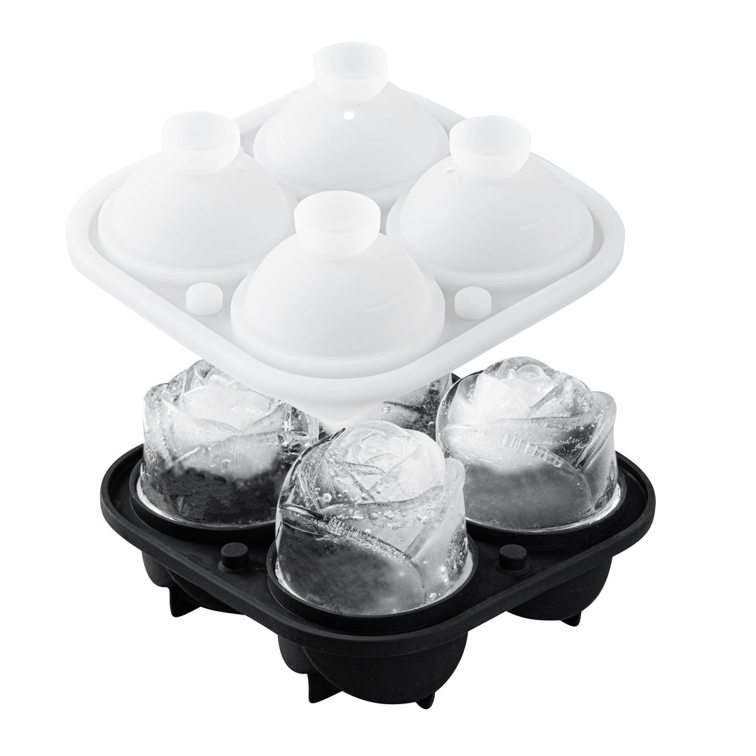Restaurantware 4 Compartment Rose Ice Mold, Black, Silicone - Restaurant Equipment and Smallwares - Canadian Distribution - Ships Free Within Canada on Orders Above CAD $199