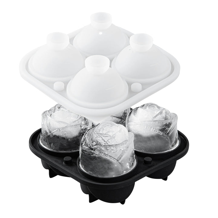 Restaurantware 4 Compartment Rose Ice Mold, Black, Silicone - Restaurant Equipment and Smallwares - Canadian Distribution - Ships Free Within Canada on Orders Above CAD $199