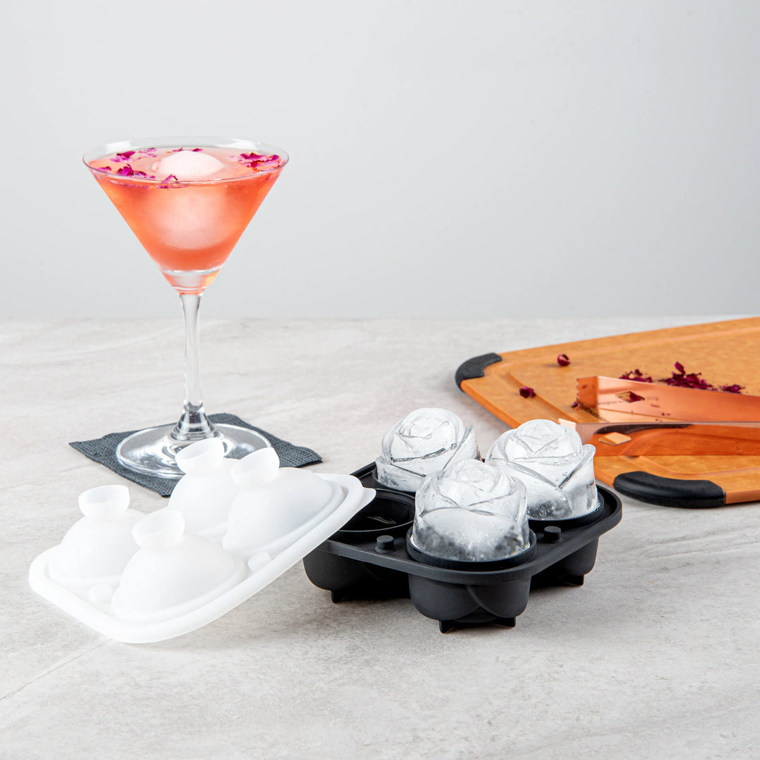 Restaurantware 4 Compartment Rose Ice Mold, Black, Silicone - Restaurant Equipment and Smallwares - Canadian Distribution - Ships Free Within Canada on Orders Above CAD $199