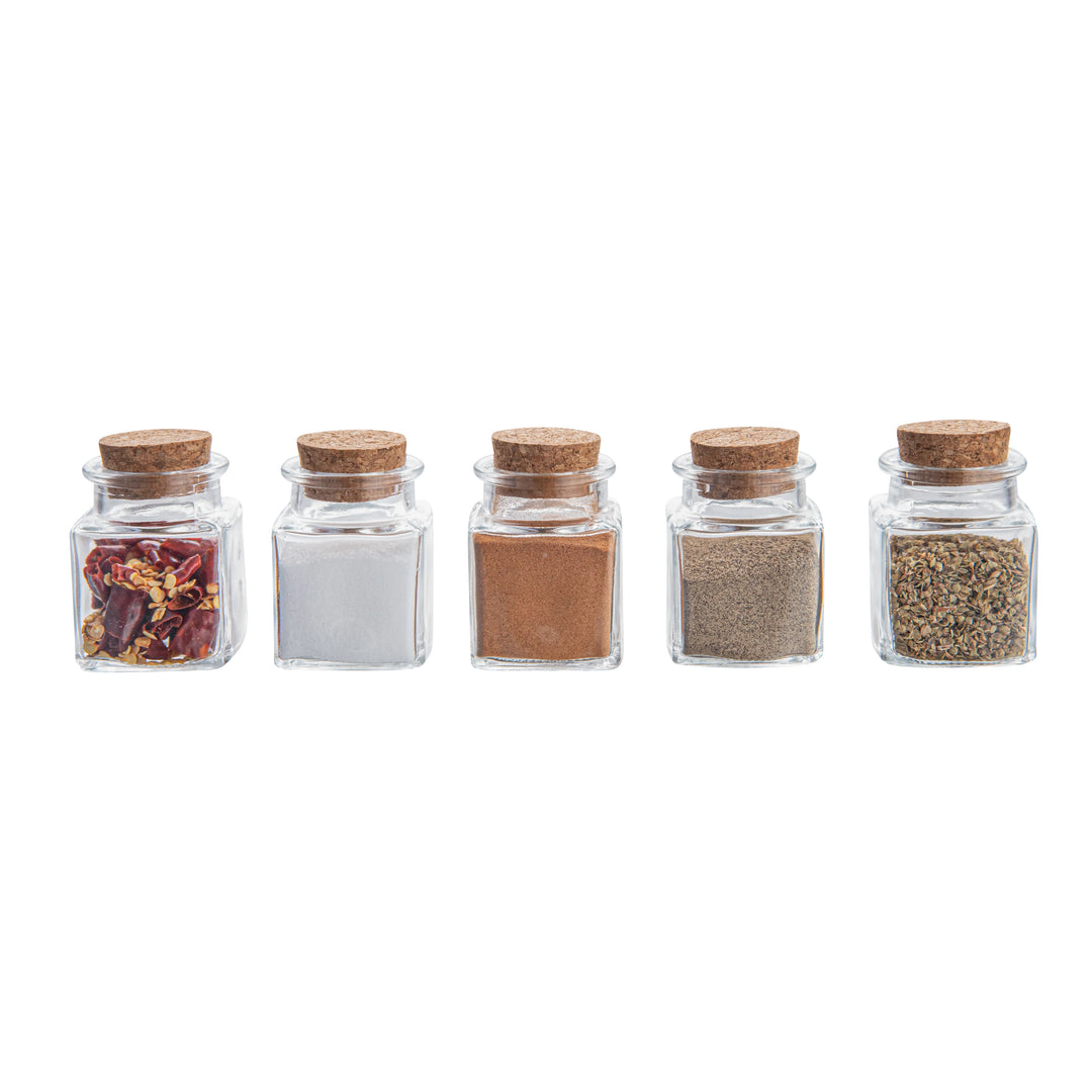 Restaurantware Rw Base 2oz Clear Glass Square Herb Jars, With Cork Lid - Restaurant Equipment and Smallwares - Canadian Distribution - Ships Free Within Canada on Orders Above CAD $199