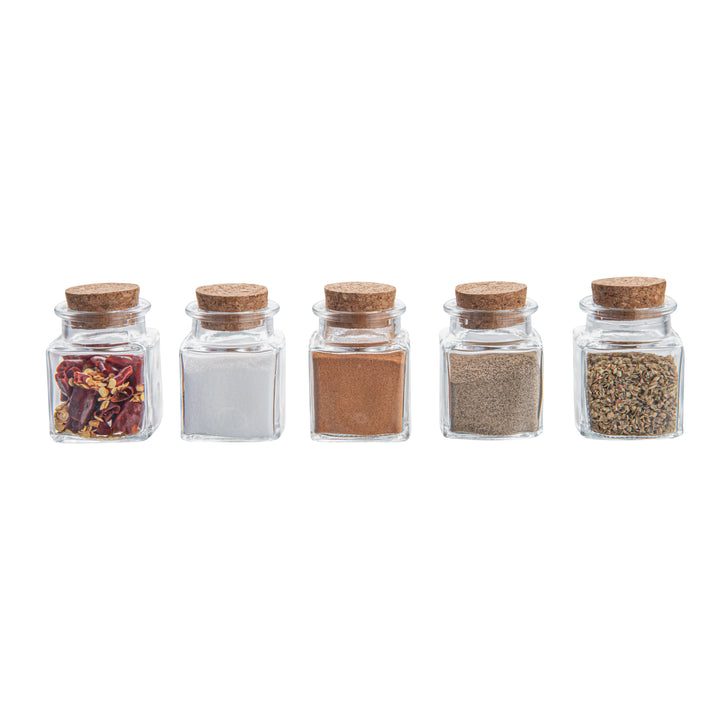 Restaurantware Rw Base 2oz Clear Glass Square Herb Jars, With Cork Lid - Restaurant Equipment and Smallwares - Canadian Distribution - Ships Free Within Canada on Orders Above CAD $199