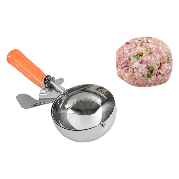 Restaurantware Met Lux #4 Scoops, Stainless Steel, with Orange Handle, 8oz - Restaurant Equipment and Smallwares - Canadian Distribution - Ships Free Within Canada on Orders Above CAD $199