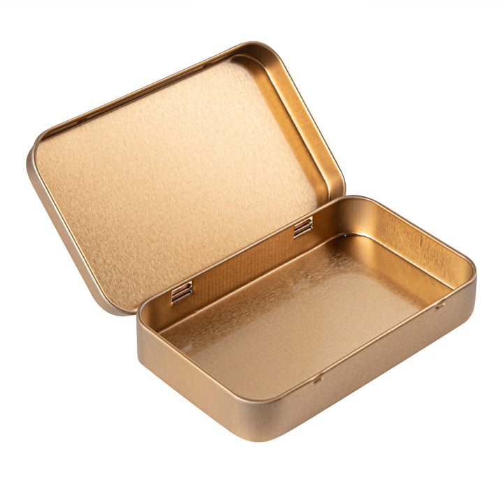 Restaurantware RW Base 6oz Tin Containers, Gold, Rectangular, with Hinged Lid - Restaurant Equipment and Smallwares - Canadian Distribution