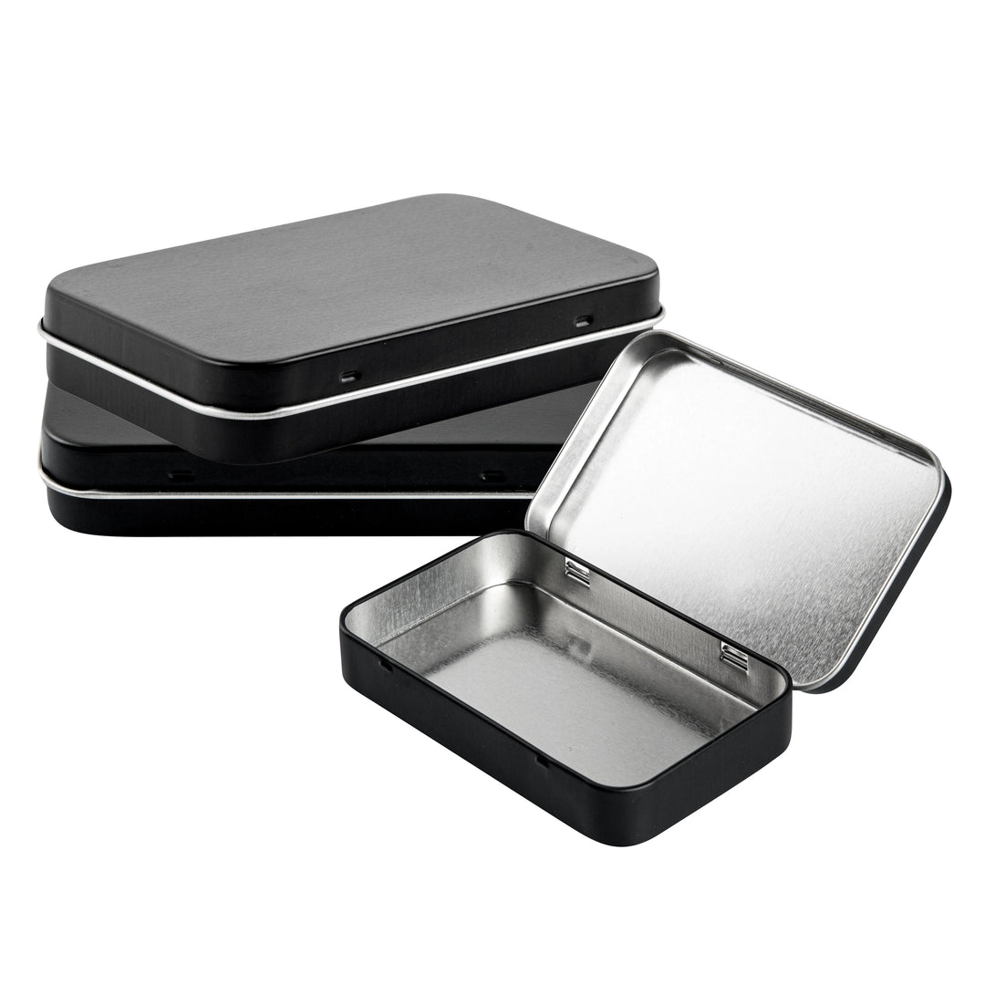 Restaurantware RW Base 6oz Tin Containers, Black, Rectangular, with Hinged Lid - Restaurant Equipment and Smallwares - Canadian Distribution - Ships Free Within Canada on Orders Above CAD $199