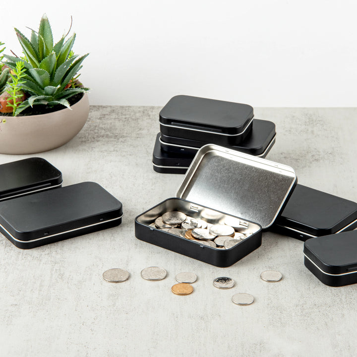 Restaurantware RW Base 6oz Tin Containers, Black, Rectangular, with Hinged Lid - Restaurant Equipment and Smallwares - Canadian Distribution - Ships Free Within Canada on Orders Above CAD $199