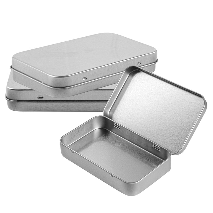 Restaurantware RW Base 6oz Tin Containers, Silver, Rectangular, with Hinged Lid - Restaurant Equipment and Smallwares - Canadian Distribution - Ships Free Within Canada on Orders Above CAD $199